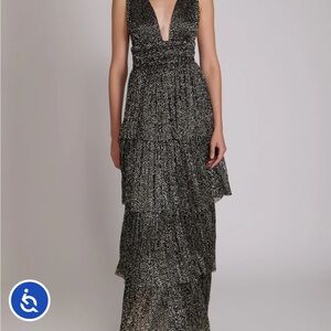 Sabina Musayev Elegant Black and White Maxi Dress